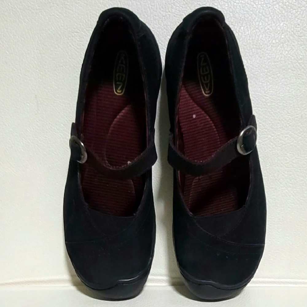 KEEN Sterling City Leather Mary Jane Flats with Adjustable Buckle Black Sz 7